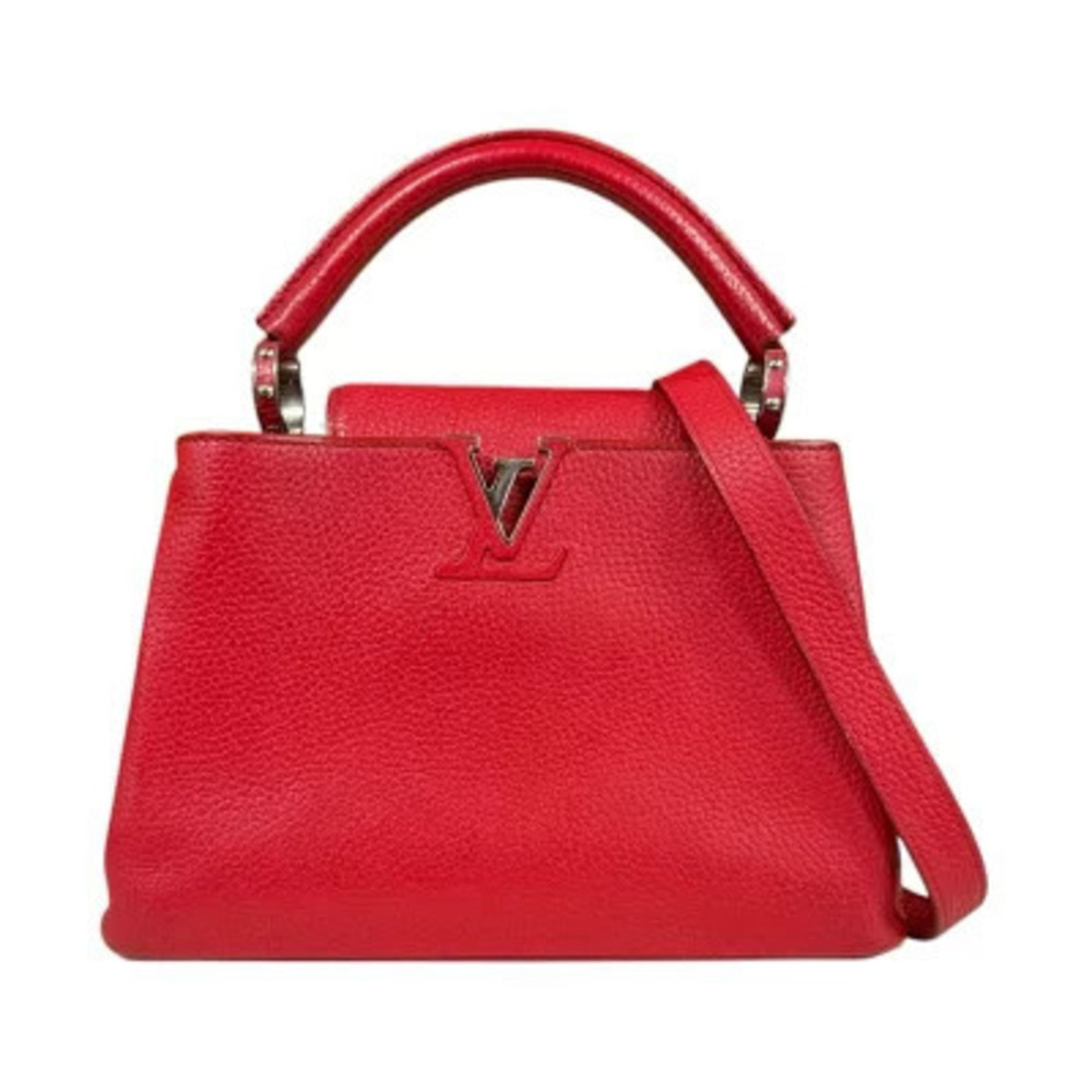 Louis Vuitton Capucines LV Taurillon Leather Shoulder Bag Red